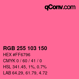 Color code: RGB 255 103 150 | qconv.com