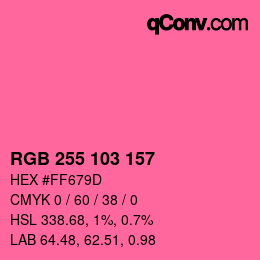 Color code: RGB 255 103 157 | qconv.com