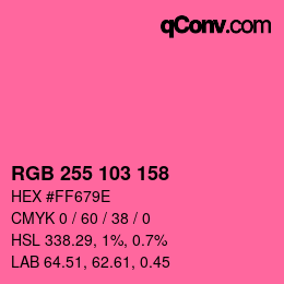 Color code: RGB 255 103 158 | qconv.com