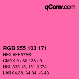 Color code: RGB 255 103 171 | qconv.com