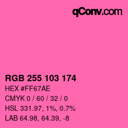Color code: RGB 255 103 174 | qconv.com