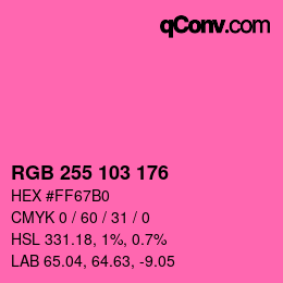 Color code: RGB 255 103 176 | qconv.com