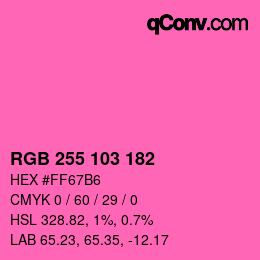 Color code: RGB 255 103 182 | qconv.com