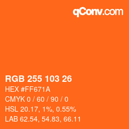 Color code: RGB 255 103 26 | qconv.com