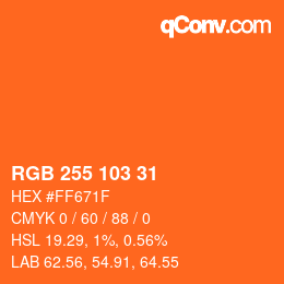 Code couleur: RGB 255 103 31 | qconv.com