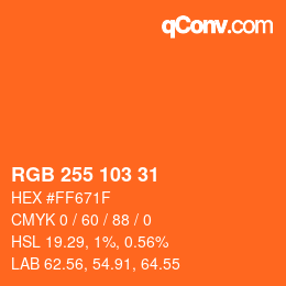 カラーコード: RGB 255 103 31 | qconv.com