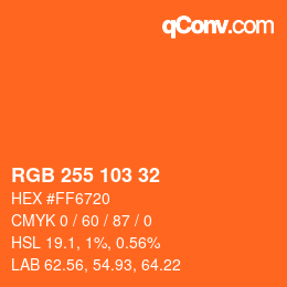 颜色代码: RGB 255 103 32 | qconv.com