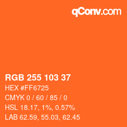 颜色代码: RGB 255 103 37 | qconv.com
