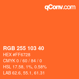 Color code: RGB 255 103 40 | qconv.com