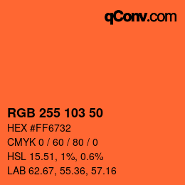 Color code: RGB 255 103 50 | qconv.com