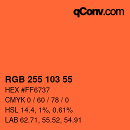 Color code: RGB 255 103 55 | qconv.com