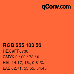 颜色代码: RGB 255 103 56 | qconv.com
