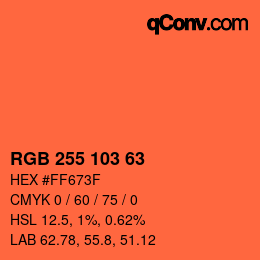 Color code: RGB 255 103 63 | qconv.com