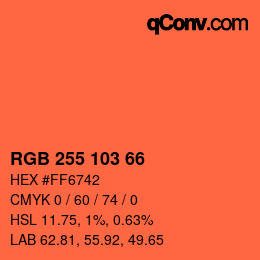 Color code: RGB 255 103 66 | qconv.com
