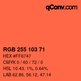 Color code: RGB 255 103 71 | qconv.com