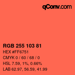 Color code: RGB 255 103 81 | qconv.com