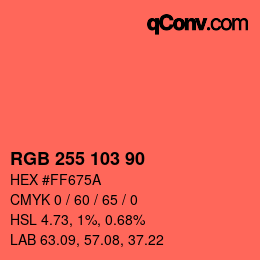 Color code: RGB 255 103 90 | qconv.com