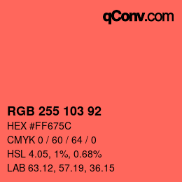 Color code: RGB 255 103 92 | qconv.com