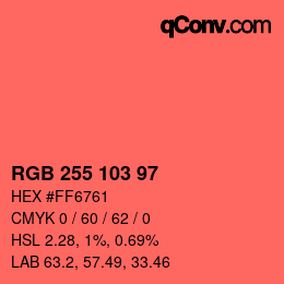 Color code: RGB 255 103 97 | qconv.com