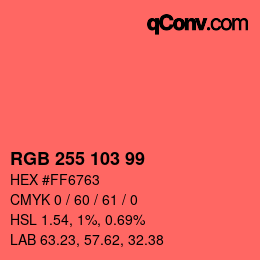 Color code: RGB 255 103 99 | qconv.com