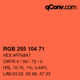 Color code: RGB 255 104 71 | qconv.com