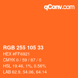 Color code: RGB 255 105 33 | qconv.com