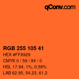 Color code: RGB 255 105 41 | qconv.com