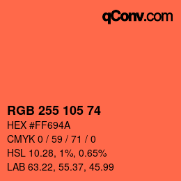 カラーコード: RGB 255 105 74 | qconv.com