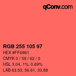 Color code: RGB 255 105 97 | qconv.com