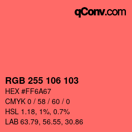 Color code: RGB 255 106 103 | qconv.com