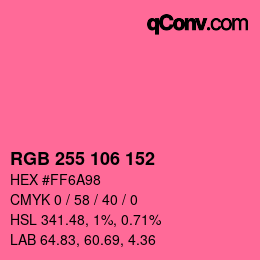 颜色代码: RGB 255 106 152 | qconv.com