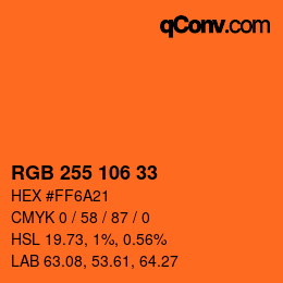 颜色代码: RGB 255 106 33 | qconv.com