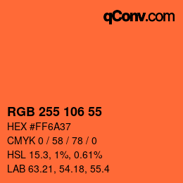 Color code: RGB 255 106 55 | qconv.com