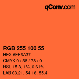 Code couleur: RGB 255 106 55 | qconv.com