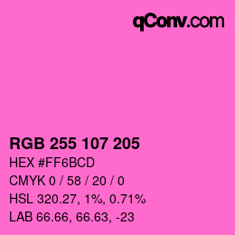 颜色代码: RGB 255 107 205 | qconv.com
