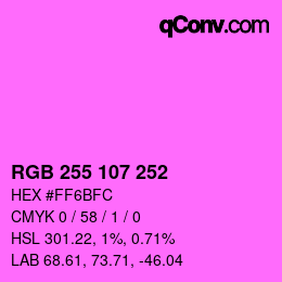 カラーコード: RGB 255 107 252 | qconv.com