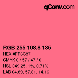 カラーコード: RGB 255 108.8 135 | qconv.com