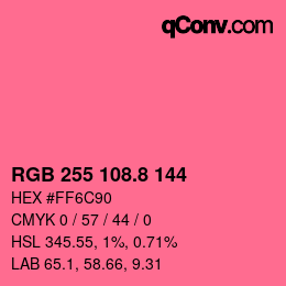 カラーコード: RGB 255 108.8 144 | qconv.com