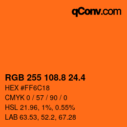 カラーコード: RGB 255 108.8 24.4 | qconv.com