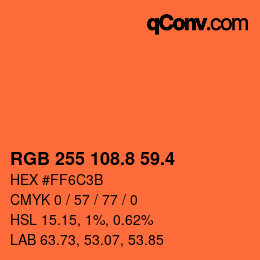 カラーコード: RGB 255 108.8 59.4 | qconv.com