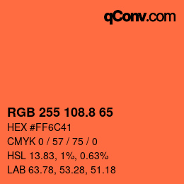 Color code: RGB 255 108.8 65 | qconv.com