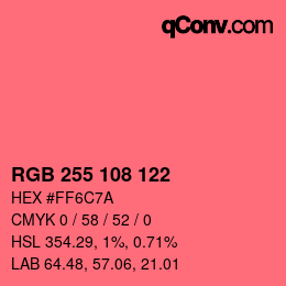 Color code: RGB 255 108 122 | qconv.com