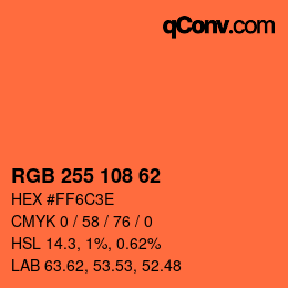 Color code: RGB 255 108 62 | qconv.com