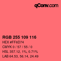 Color code: RGB 255 109 116 | qconv.com