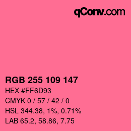 Color code: RGB 255 109 147 | qconv.com