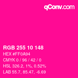 Código de color: RGB 255 10 148 | qconv.com