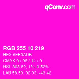 Color code: RGB 255 10 219 | qconv.com