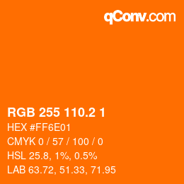 カラーコード: RGB 255 110.2 1 | qconv.com