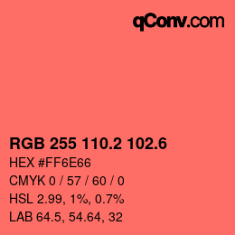 カラーコード: RGB 255 110.2 102.6 | qconv.com