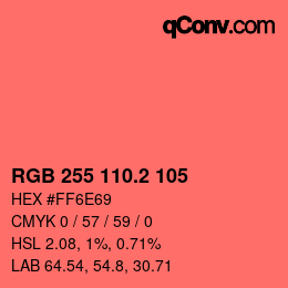 カラーコード: RGB 255 110.2 105 | qconv.com